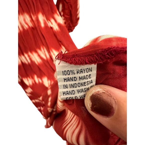 Maroon, Ivory Long Flowing Dress with Plunging Neckline, Tie Front and Belt - Picture 8 of 9